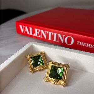 Medusa Elegant Gold and Green Earrings